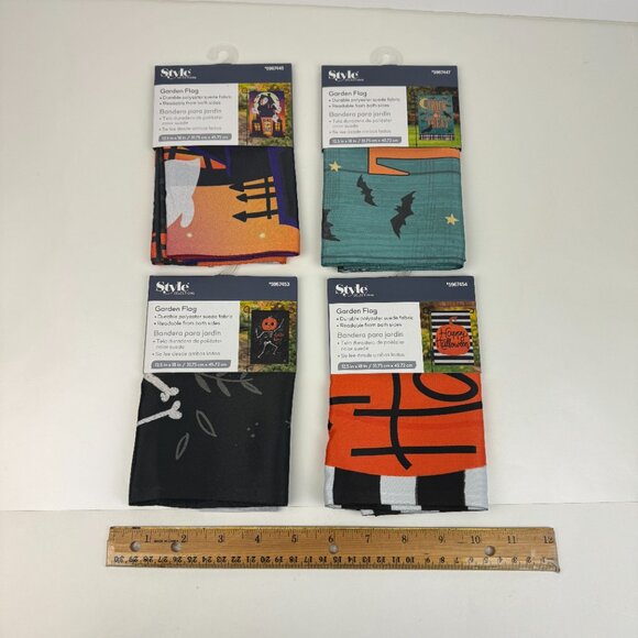 Lot of 4 Halloween Garden Flags 12.5 x 18 inch Trick or Treat‎ Style Selections - Picture 3 of 16
